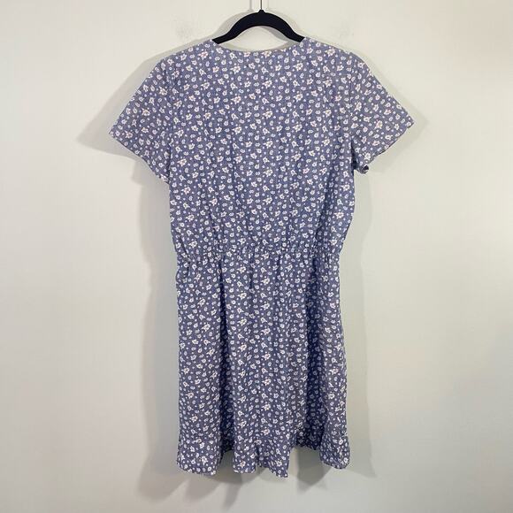 J Crew Women's Chambray Mini Floral Faux Wrap Dress Size S - Picture 7 of 7